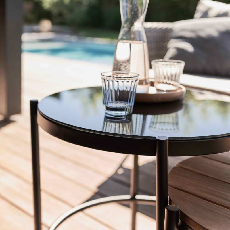 Mueble de jardín de 4 plazas de ratán sintético con mesa