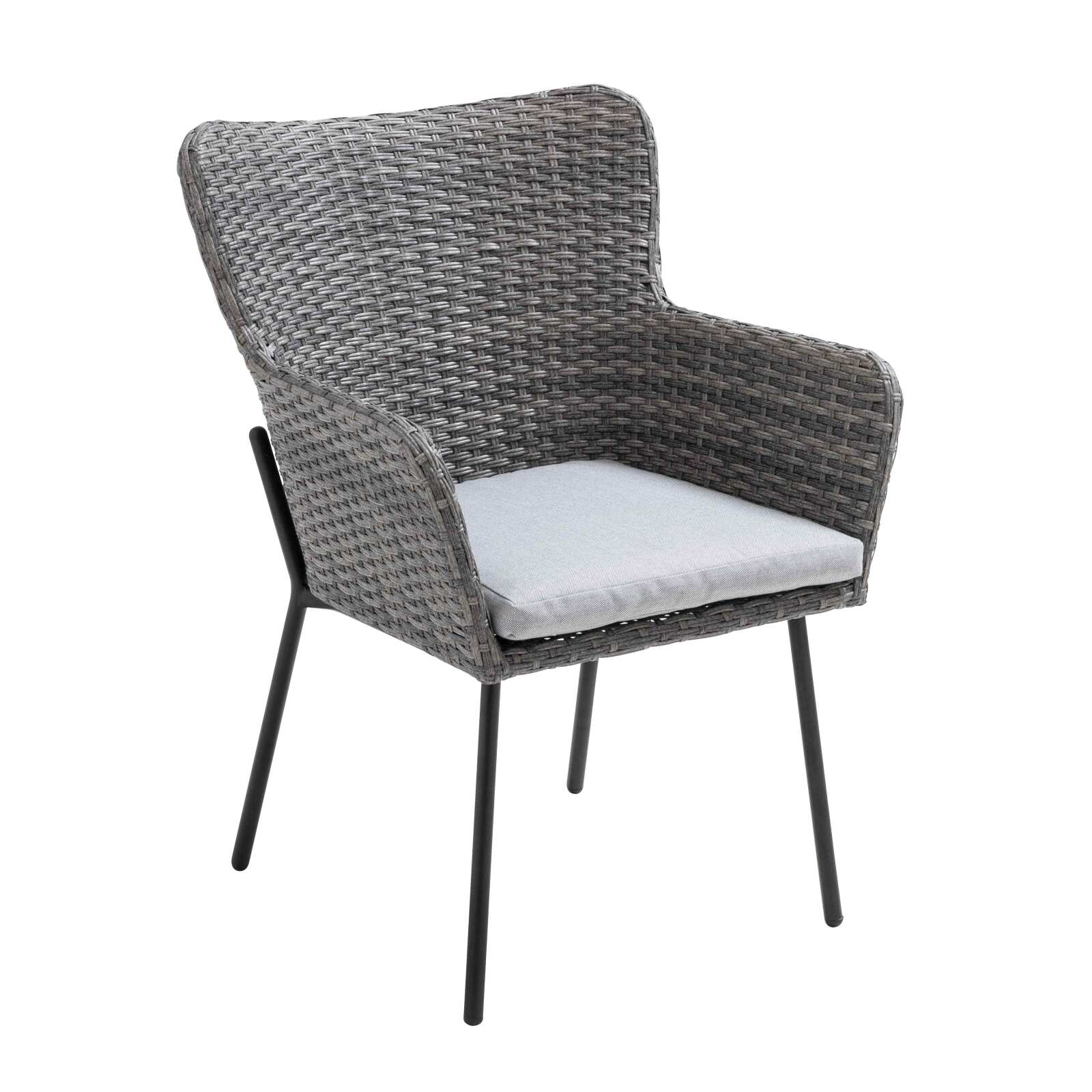 Mesa de jardín rectangular de 180 x 90 cm y 6 sillas con reposabrazos de ratán sintético