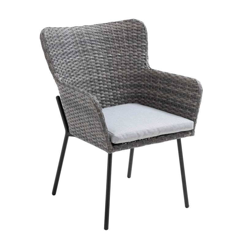 Mesa de jardín rectangular de 180 x 90 cm y 6 sillas con reposabrazos de ratán sintético