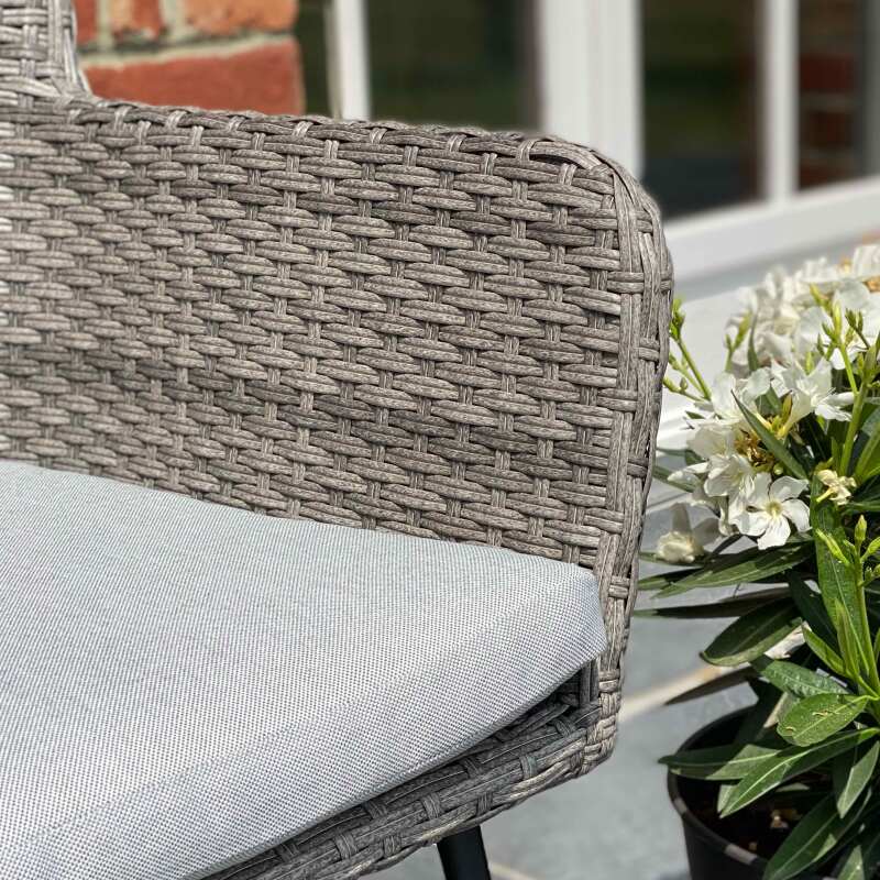 Mesa de jardín rectangular de 180 x 90 cm y 6 sillas con reposabrazos de ratán sintético