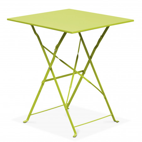 Mesa de bistro plegable verde de metal