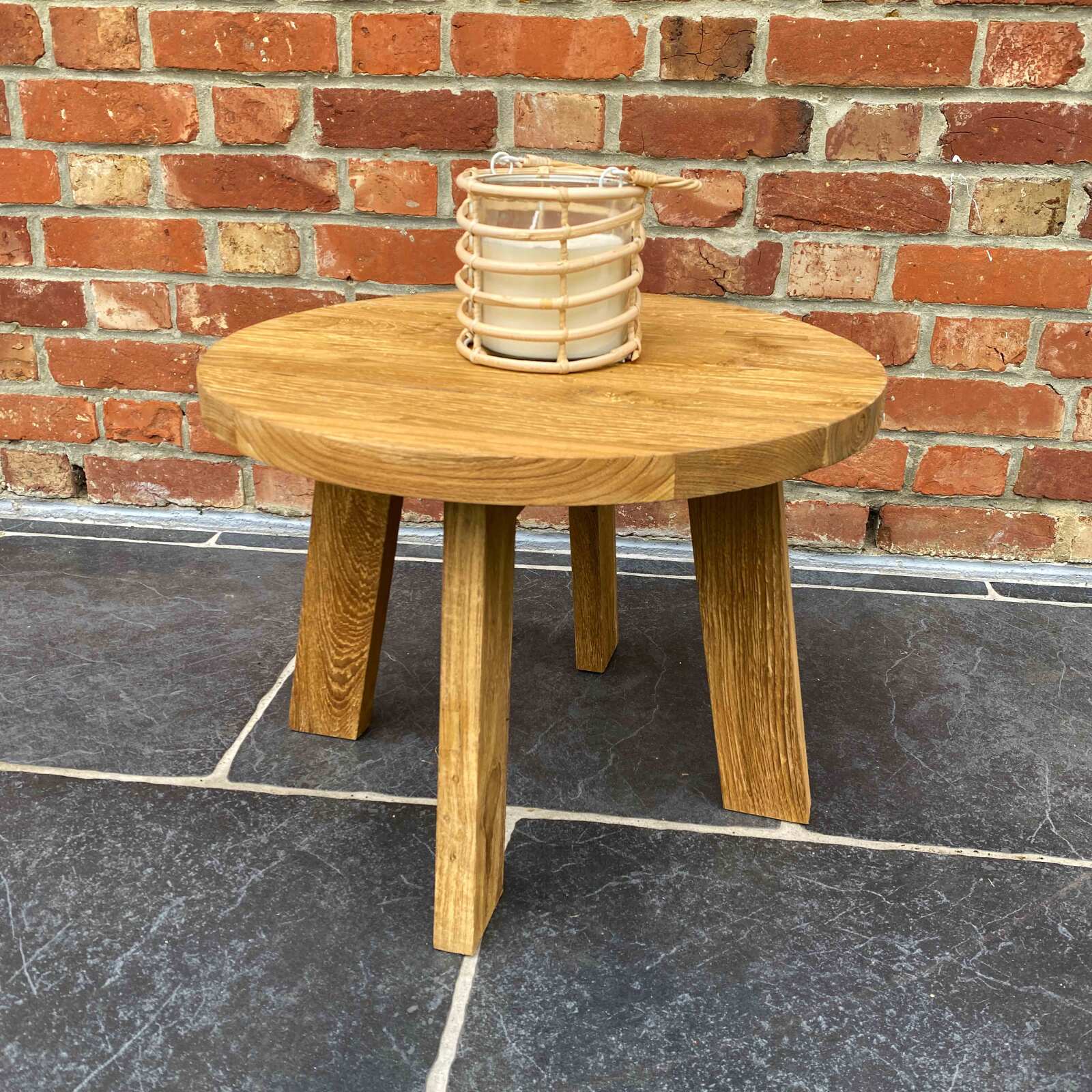 Mesa de centro redonda de teca reciclada maciza Mesa de centro redonda de teca reciclada maciza