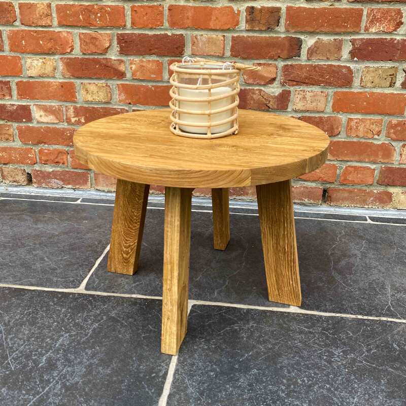 Mesa de centro redonda de teca reciclada maciza