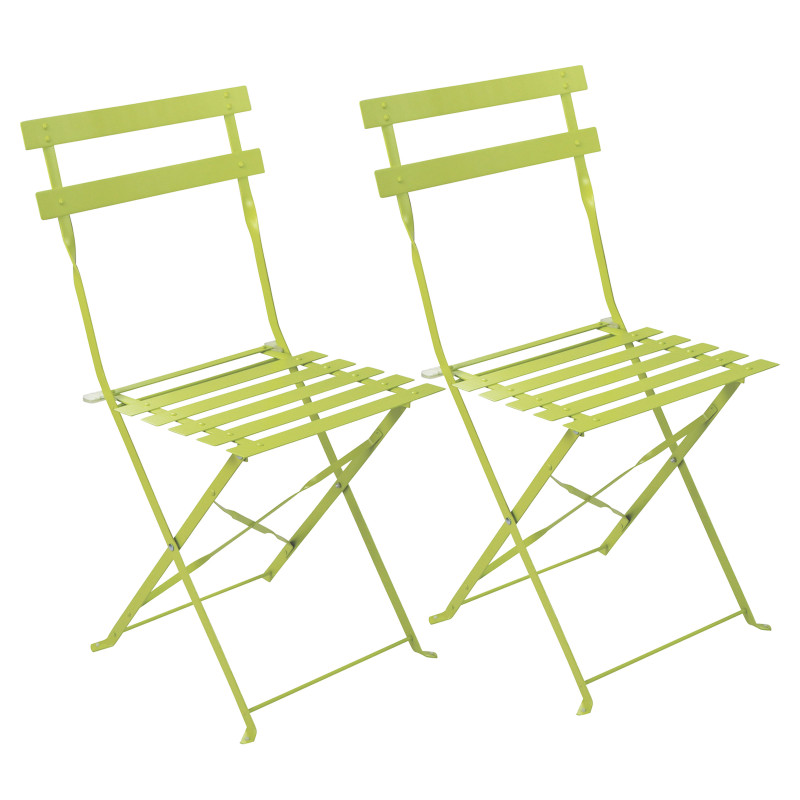 silla plegable verde de metal bistro