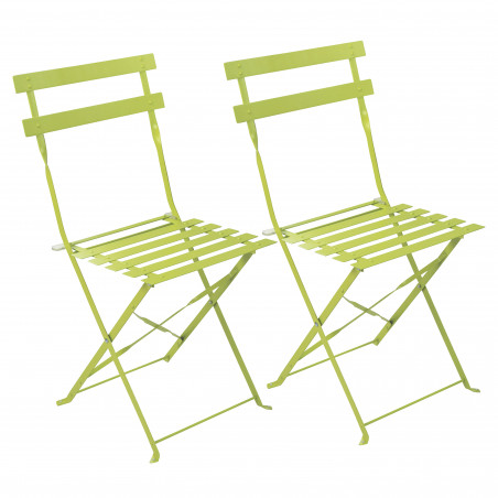 silla plegable verde de metal bistro