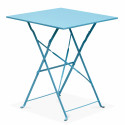 Mesa bistró plegable azul de metal