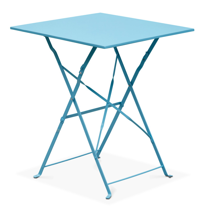 Mesa bistró plegable azul de metal