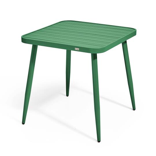 Mesa de jardín cuadrada de aluminio resistente y ligera | Oviala