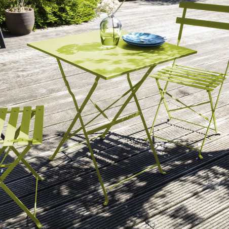 Mesa de jardin verde de metal