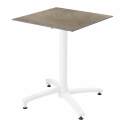 Mesa de jardín cuadrada de 60 x 60 cm con pie blanco inclinable en HPL