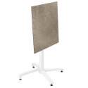 Mesa de jardín cuadrada de 60 x 60 cm con pie blanco inclinable en HPL