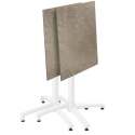 Mesa de jardín cuadrada de 60 x 60 cm con pie blanco inclinable en HPL