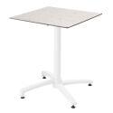 Mesa de jardín cuadrada de 60 x 60 cm con pie blanco inclinable en HPL