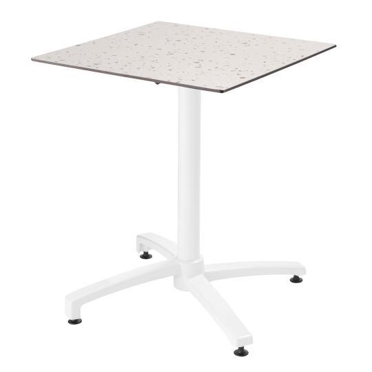 Mesa de jardín bistró cuadrada reclinable de aluminio blanco y HPL 2 personas 60x60 cm | Oviala