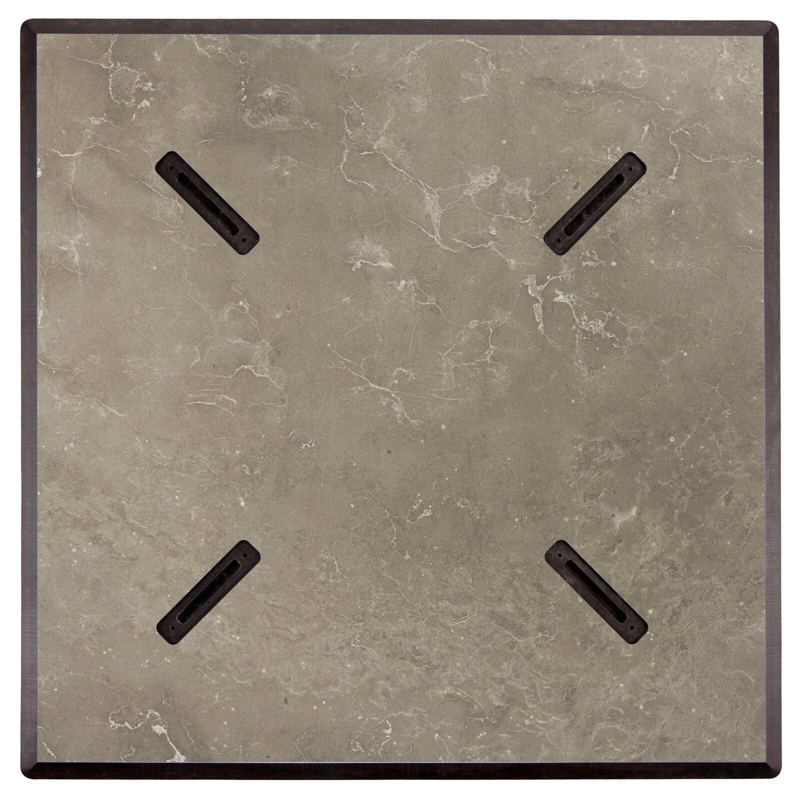 Mesa de jardín cuadrada de 60 x 60 cm con pie blanco inclinable en HPL