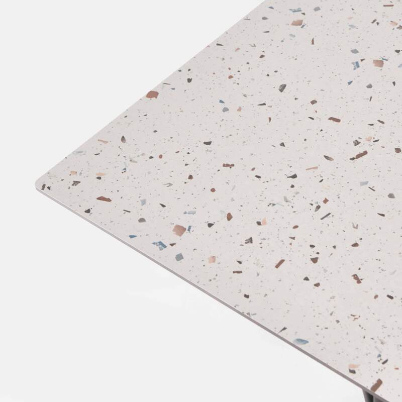 Mesa de jardín cuadrada de 60 x 60 cm con pie blanco inclinable en HPL