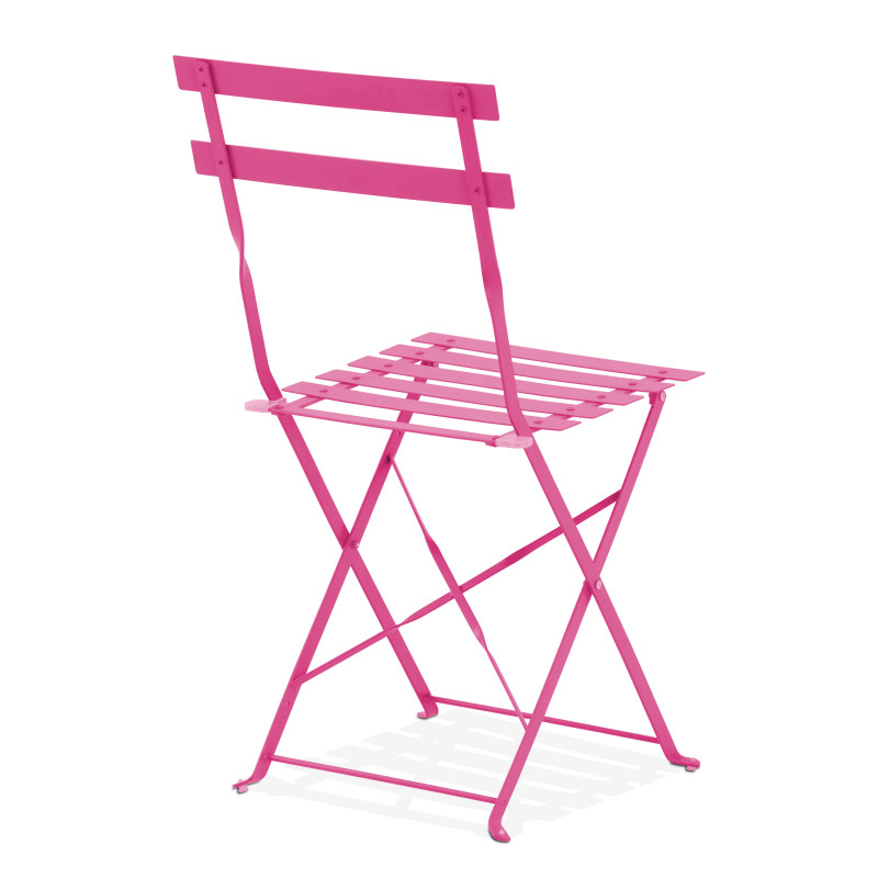 Silla de jardin plegable de metal rosa (2/6)