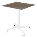 Mesa de jardín cuadrada de 70 x 70 cm con pie blanco inclinable en HPL