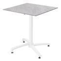 Mesa de jardín cuadrada de 70 x 70 cm con pie blanco inclinable en HPL