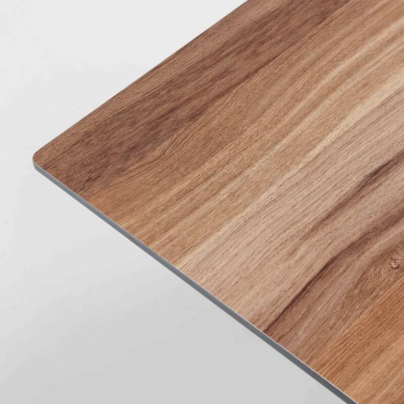 Mesa de jardín cuadrada de 70 x 70 cm con pie blanco inclinable en HPL