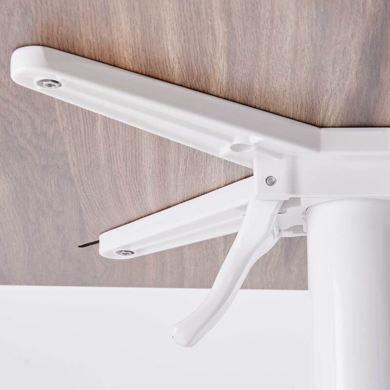 Mesa de jardín cuadrada de 70 x 70 cm con pie blanco inclinable en HPL