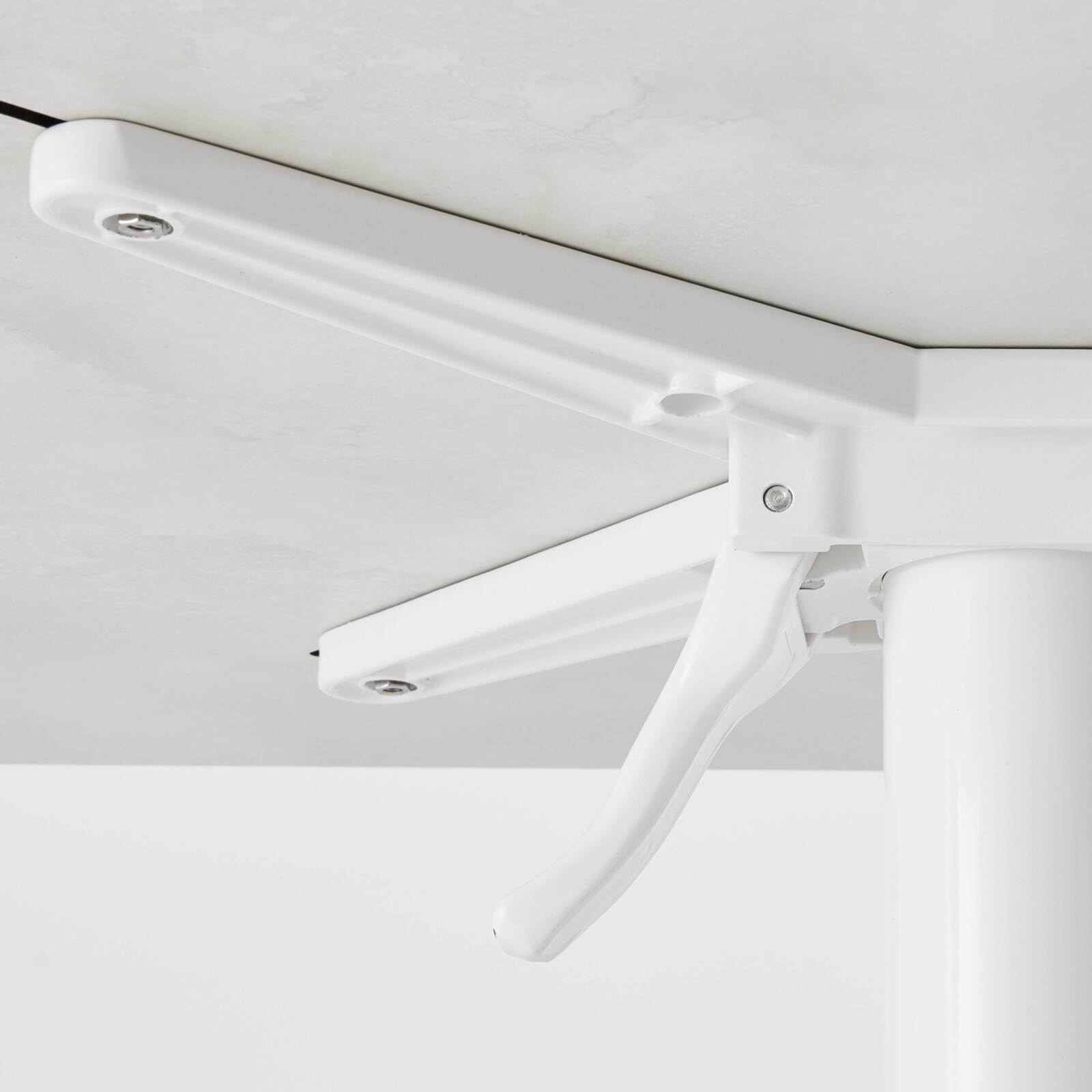 Mesa de jardín cuadrada de 70 x 70 cm con pie blanco inclinable en HPL