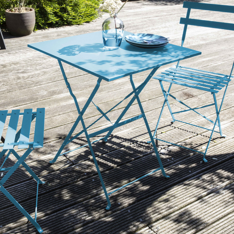 Silla plegable de jardin azul de metal (5/6)
