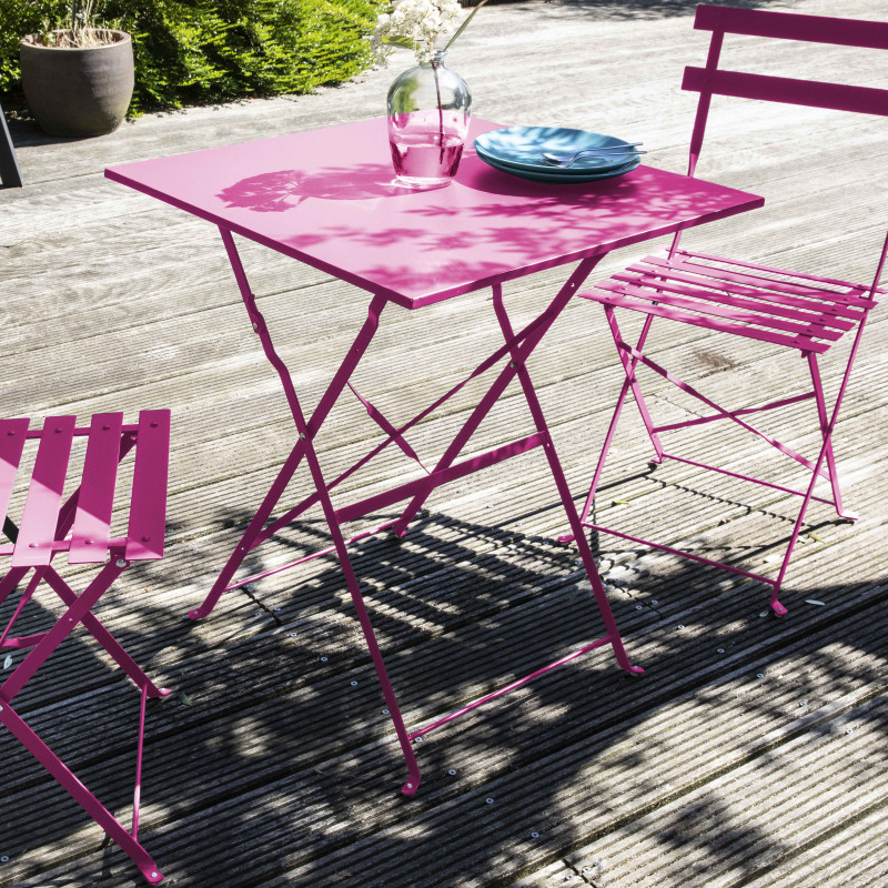 Silla plegable de jardin rosa de metal (5/6)