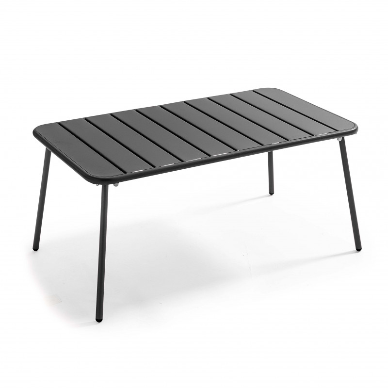 Mesa de centro de metal rectangular gris