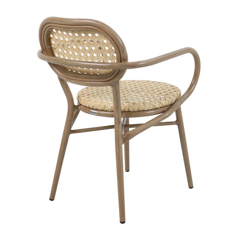 Silla de terraza con reposabrazos de aluminio y ratán sintético