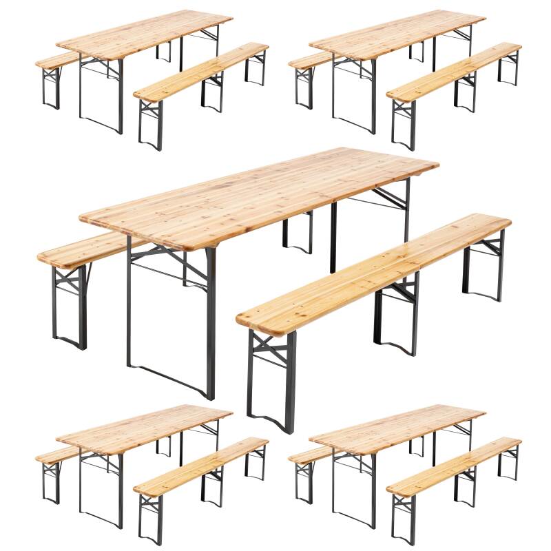Conjunto de mesa y banco de madera 220 cm - Lote de 5