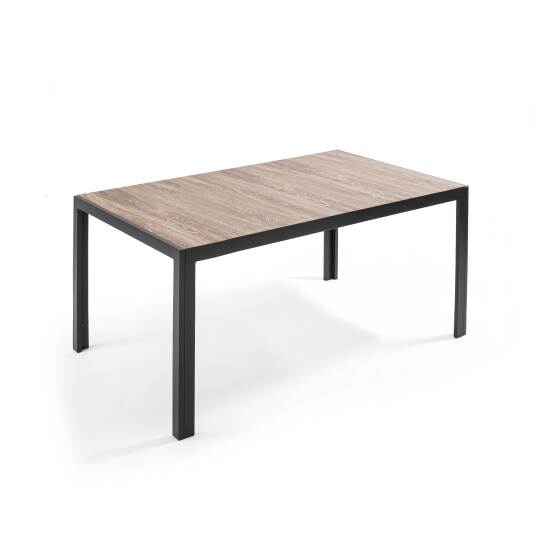 Mesa con tablero de cerámica con efecto de madera para 6 personas