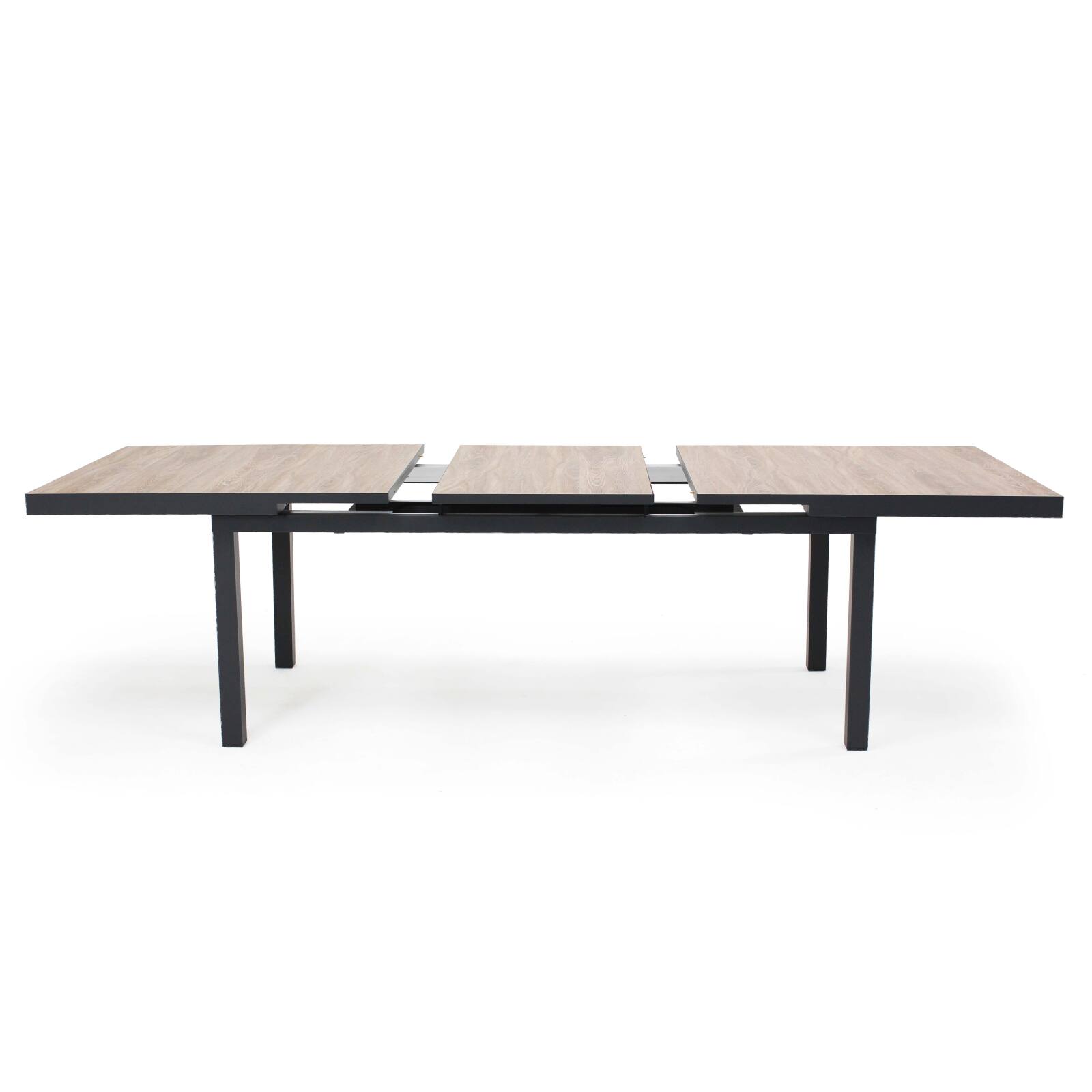 Mesa extensible con tablero de cerámica efecto madera para 10 a 12 personas