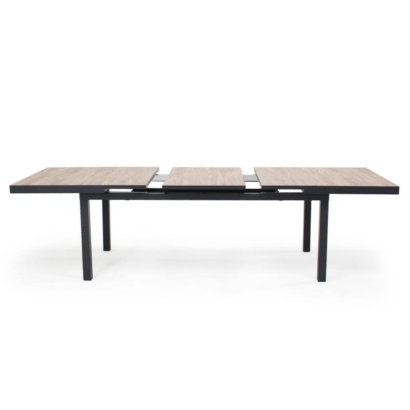 Mesa extensible con tablero de cerámica efecto madera para 10 a 12 personas