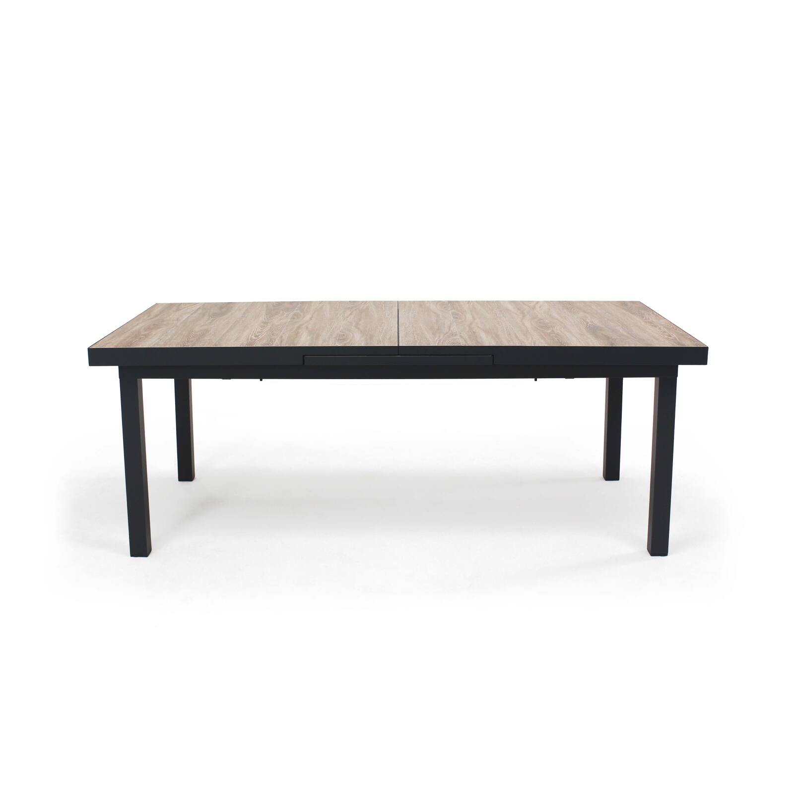 Mesa extensible con tablero de cerámica efecto madera para 10 a 12 personas