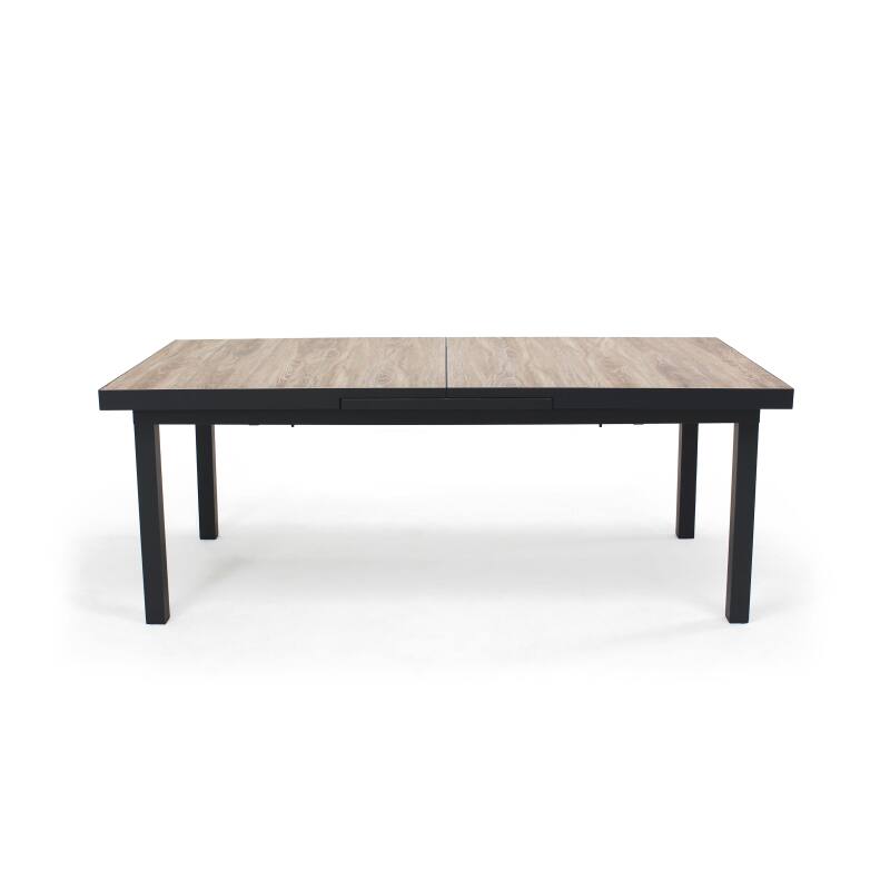 Mesa extensible con tablero de cerámica efecto madera para 10 a 12 personas