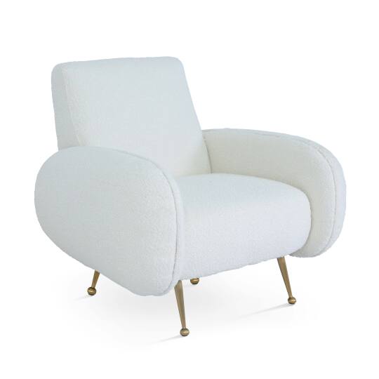 Sillón vintage de tela de bucle y madera FSC®