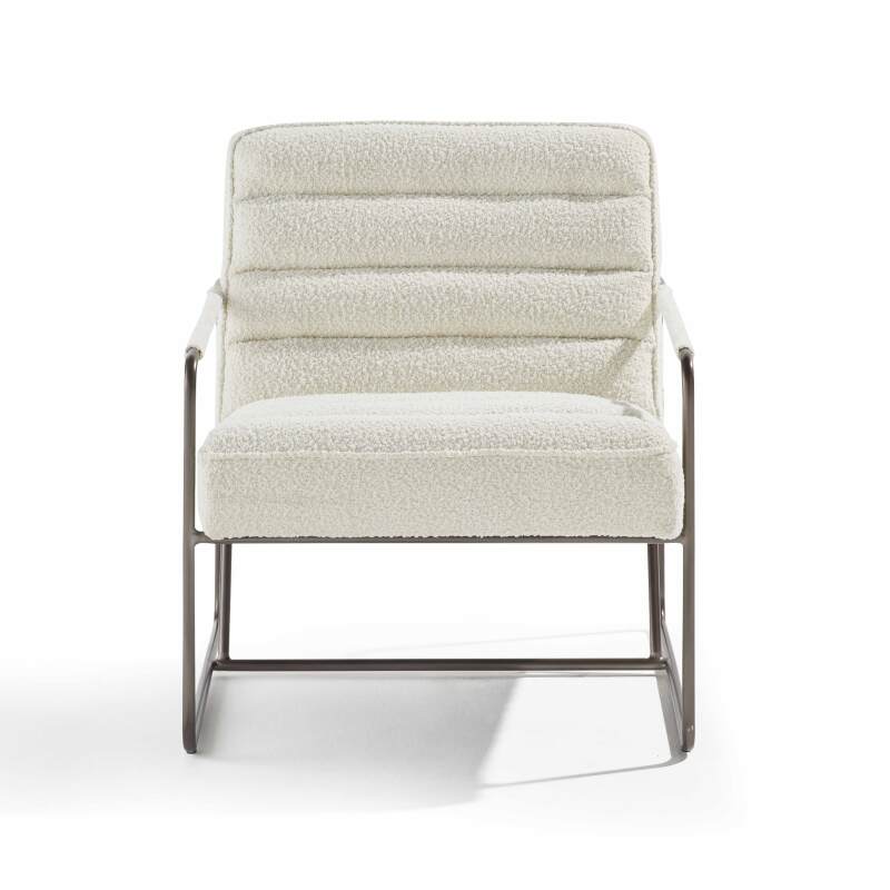 Sillón tapizado en tela de bucle y madera de eucalipto FSC® (3/7)