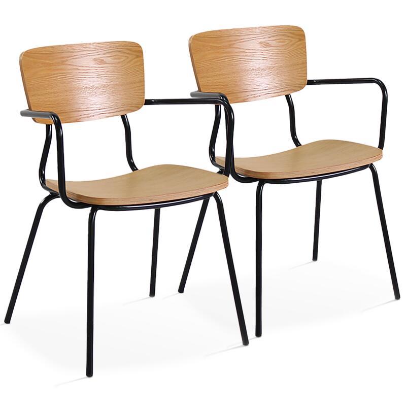 Lote de 2 sillas con reposabrazos de madera vintage certificada FSC®