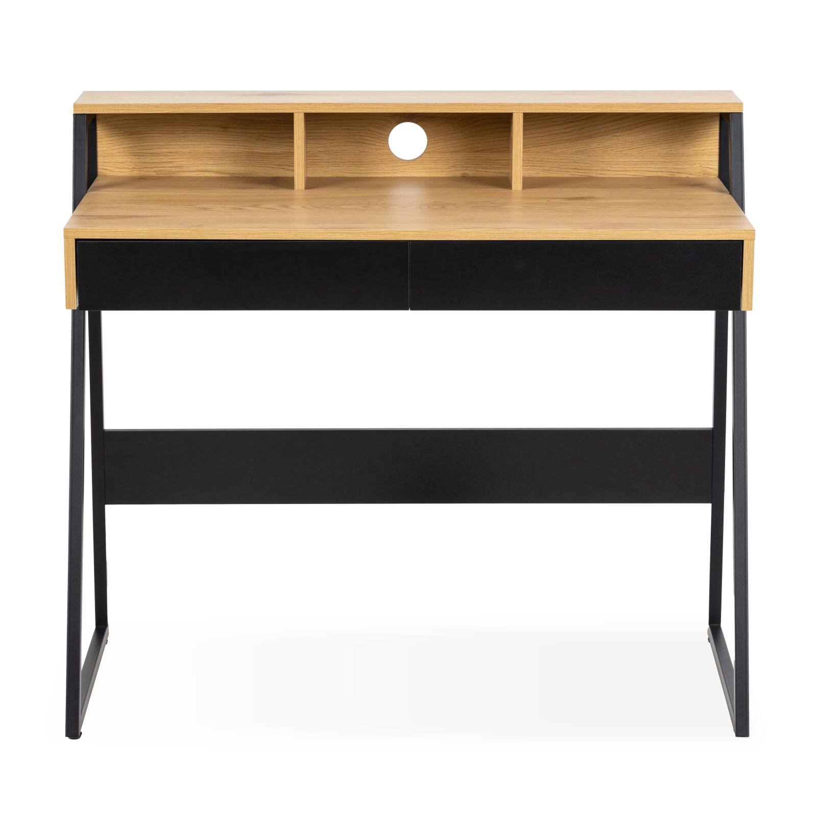 Escritorio de chapa de roble y metal de 100 x 55 cm