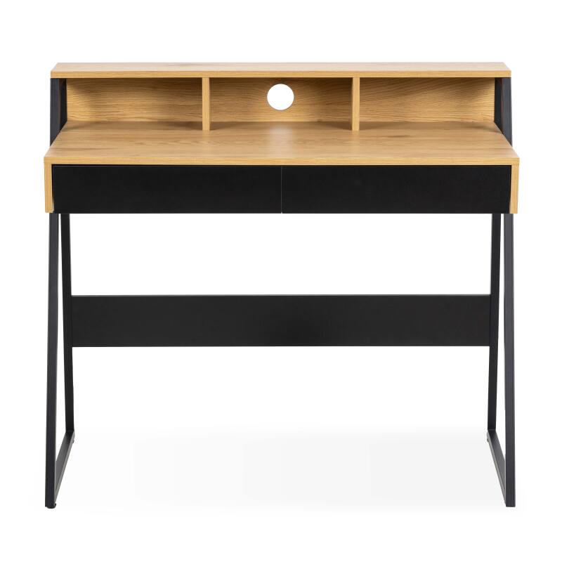 Escritorio de chapa de roble y metal de 100 x 55 cm