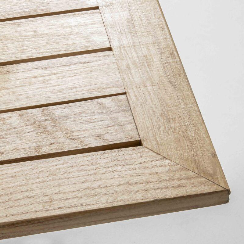 Mesa cuadrada de terraza con tablero de madera y 2 sillas de resina y aluminio - Gris