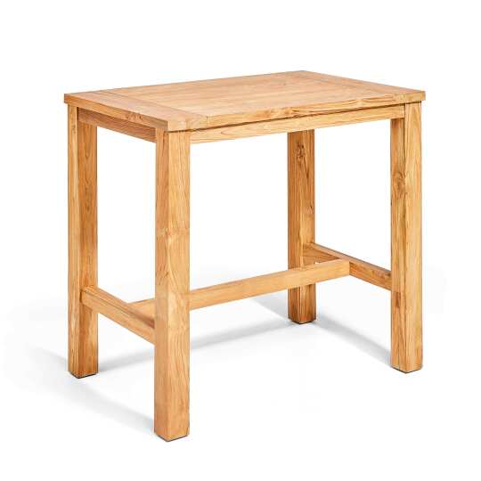 Mesa alta de comedor rectangular de teca maciza reciclada FSC® 4 personas | Oviala