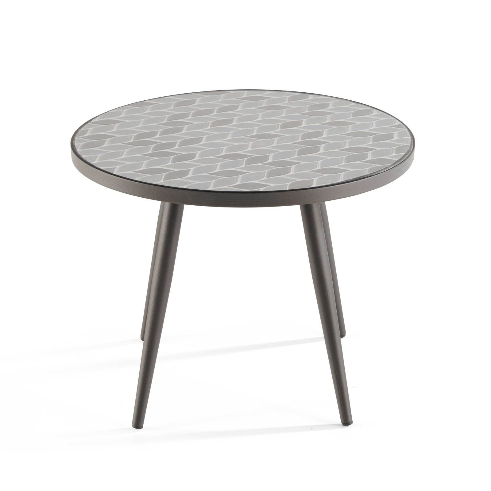 Mesa de centro redonda con motivo de PALM en cerámica