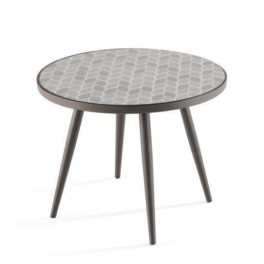 Mesa de centro de cerámica con motivo PALM redonda Ø45 cm | Oviala