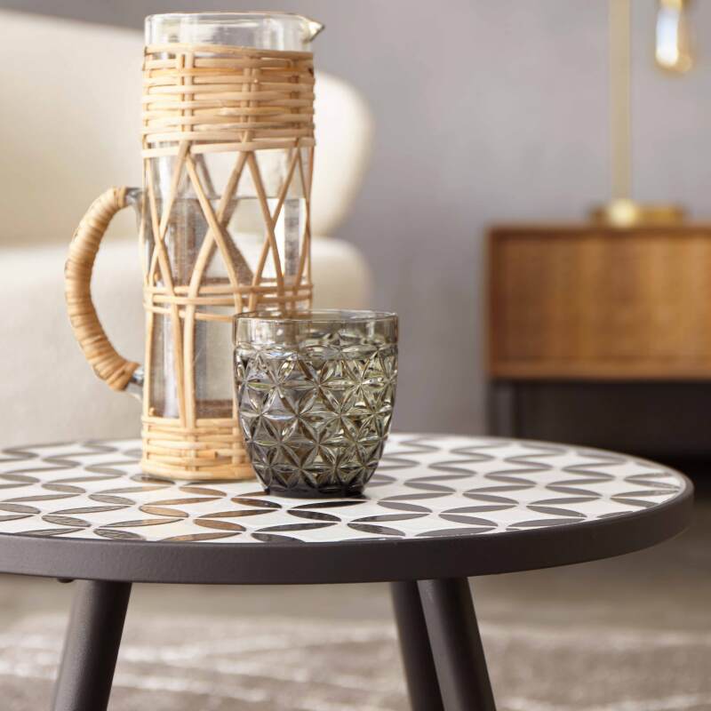 Mesa de centro redonda con motivo MOSAIC en cerámica