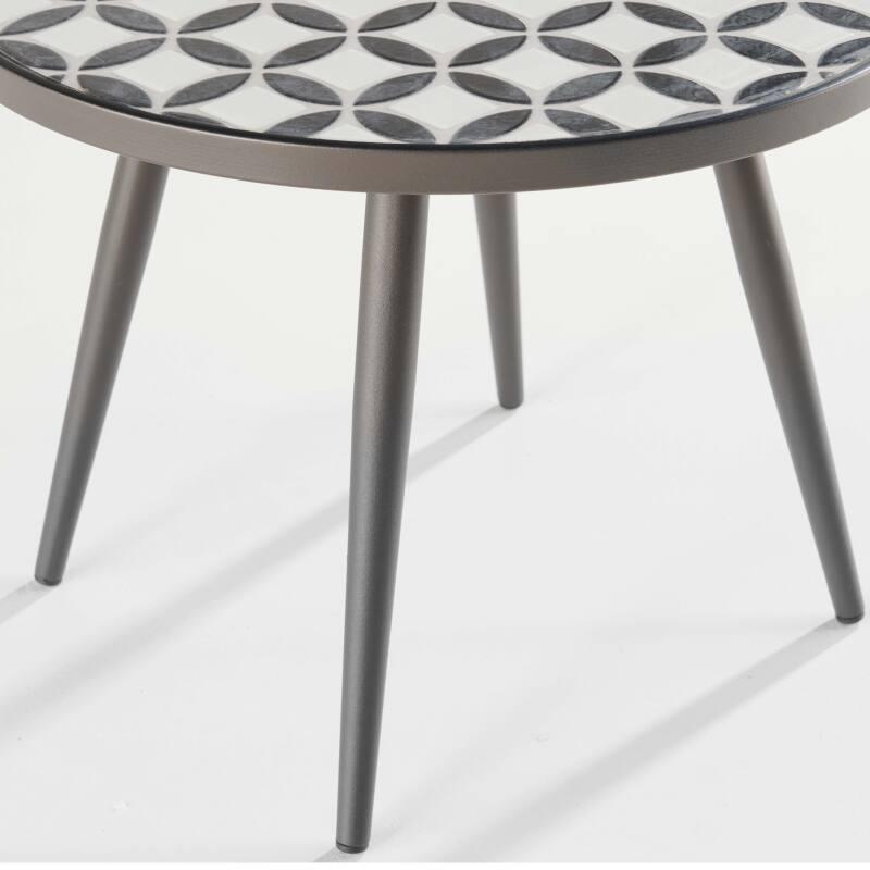 Mesa de centro redonda con motivo MOSAIC en cerámica