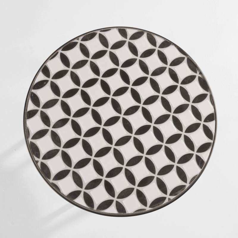 Mesa de centro redonda con motivo MOSAIC en cerámica