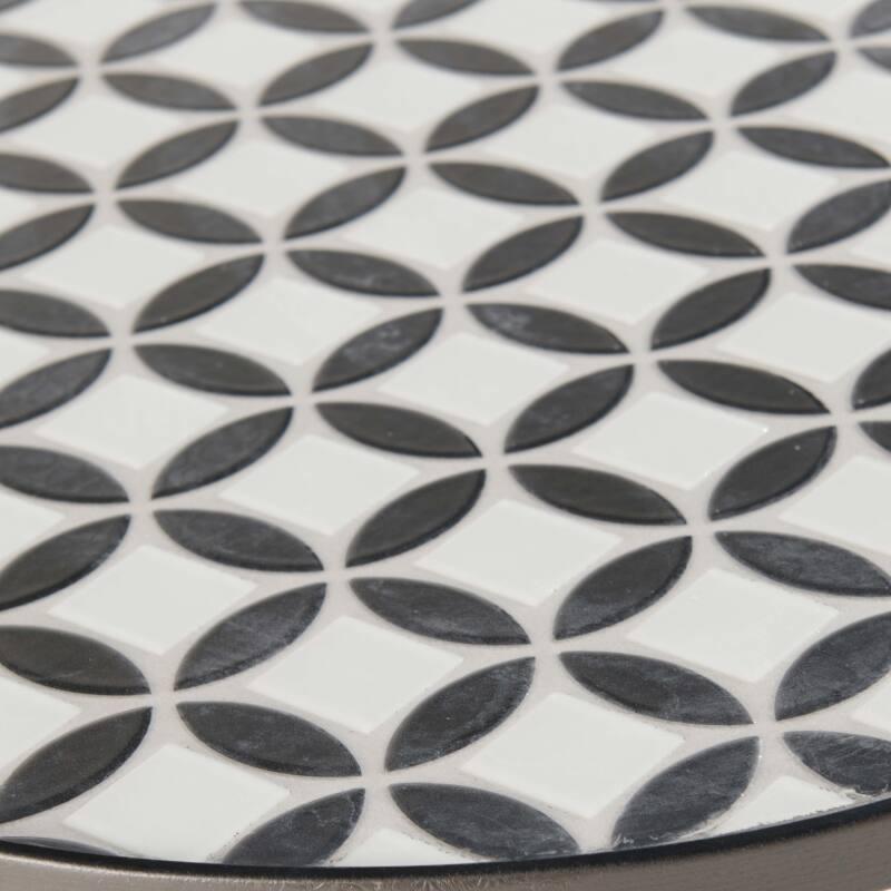 Mesa de centro redonda con motivo MOSAIC en cerámica