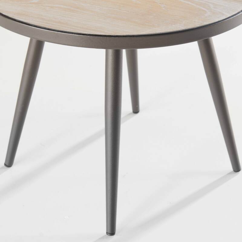 Mesa de centro redonda con tablero de imitación de madera